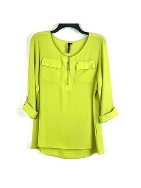 Cathy Women Roll-Up Sleeve Pullover Top Blouse Size M
